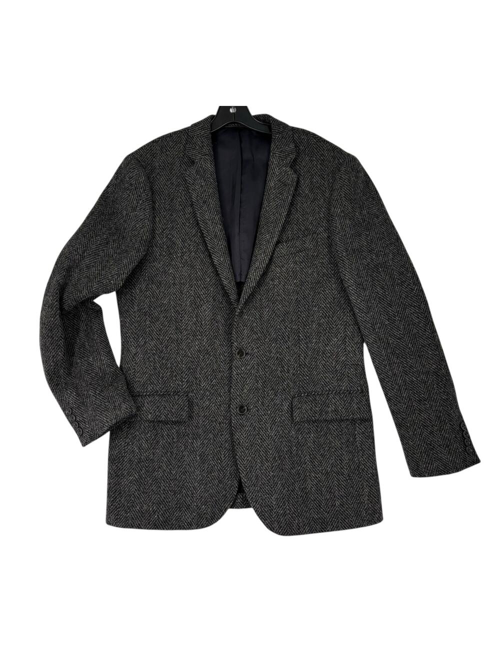 J Crew Ludlow x Moon Herringbone Tweed Jacket Mens 42L Gray Wool Blend Blazer